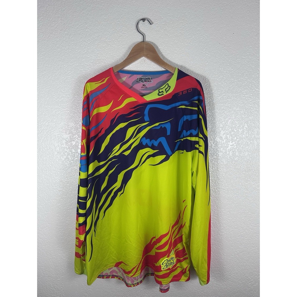 Fox Racing 360 Speyer Motocross Jersey Neon Yellow Pink Blue Men's XL MX